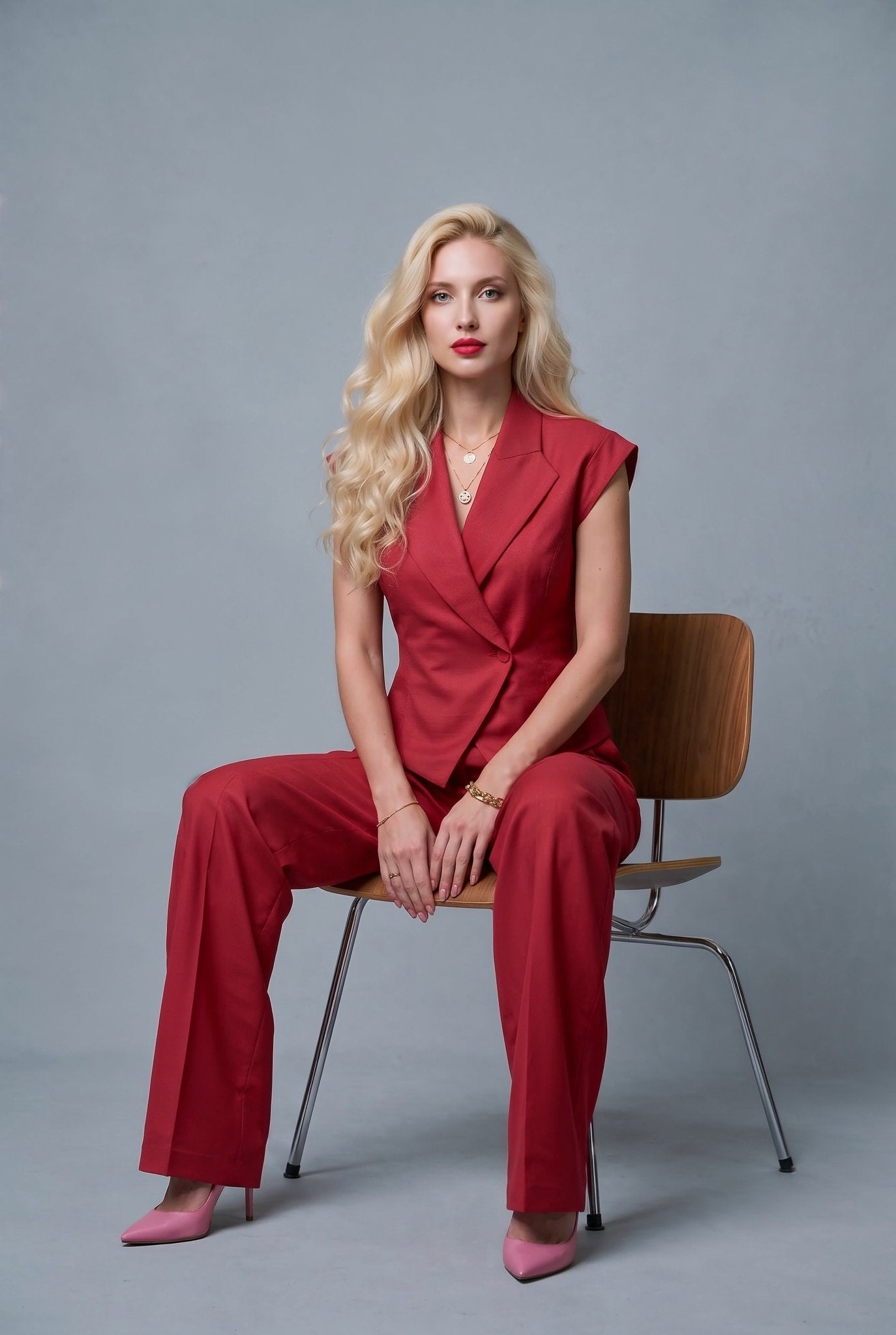 Emma Linen Suit – Deep Red - SIMOVSKA