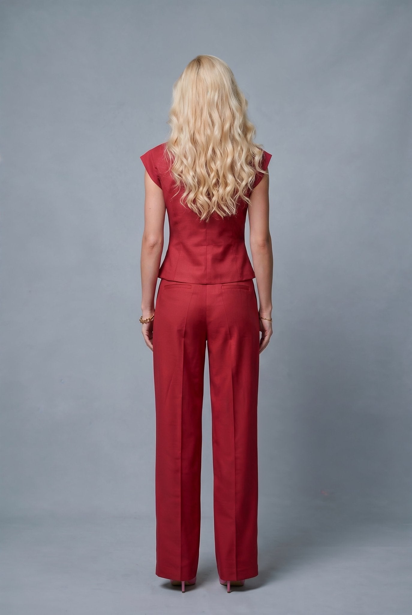 Emma Linen Suit – Deep Red - SIMOVSKA