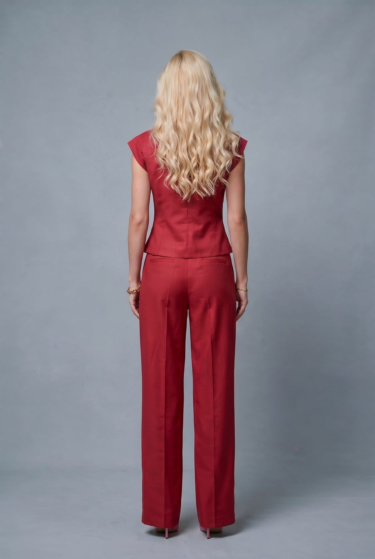 Emma Linen Suit – Deep Red - SIMOVSKA