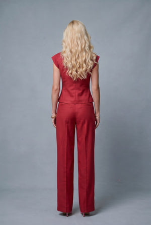 Emma Linen Suit – Deep Red - SIMOVSKA