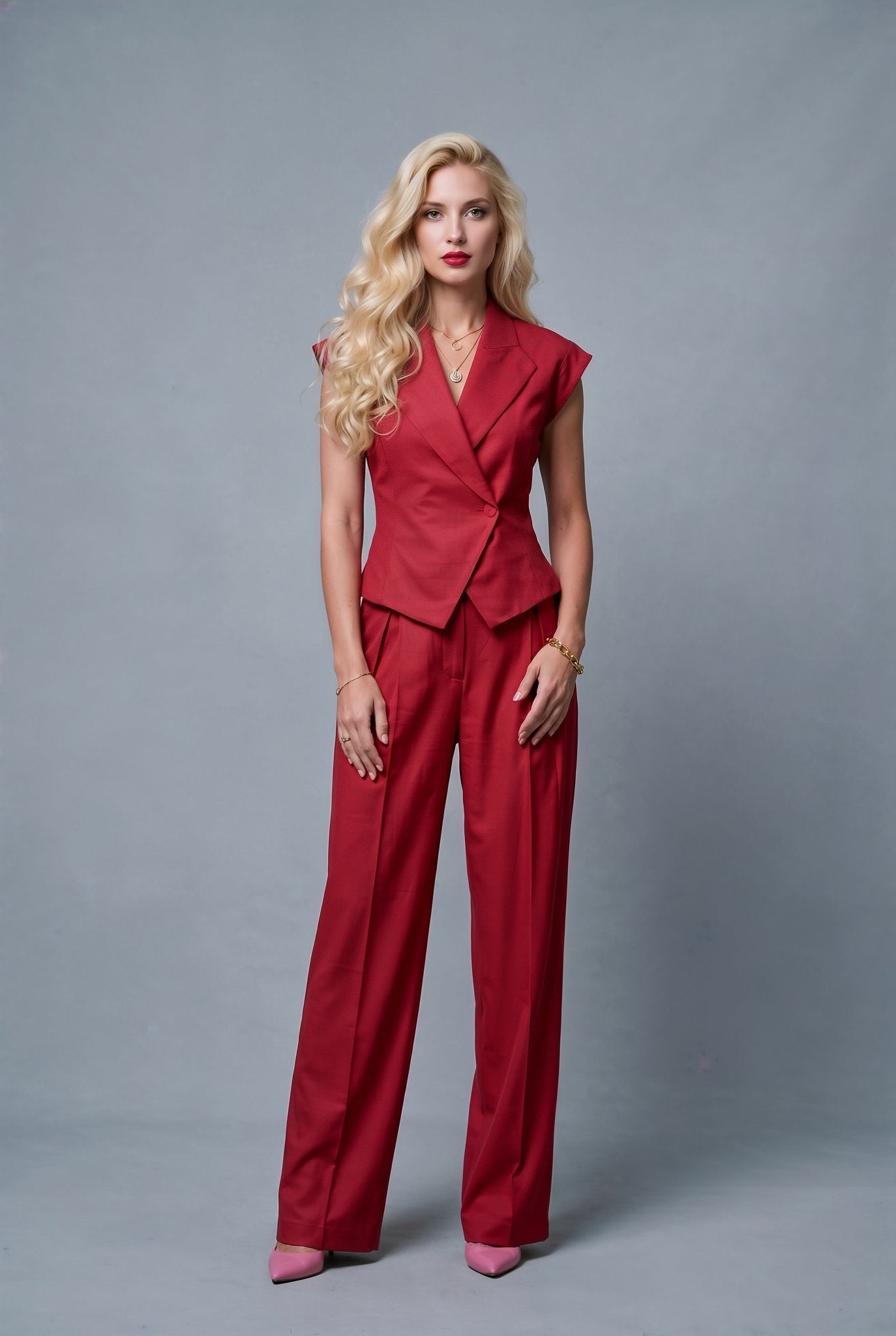 Emma Linen Suit – Deep Red - SIMOVSKA