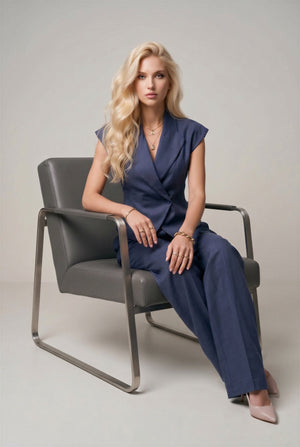 Emma Linen Suit – Midnight Blue - SIMOVSKA