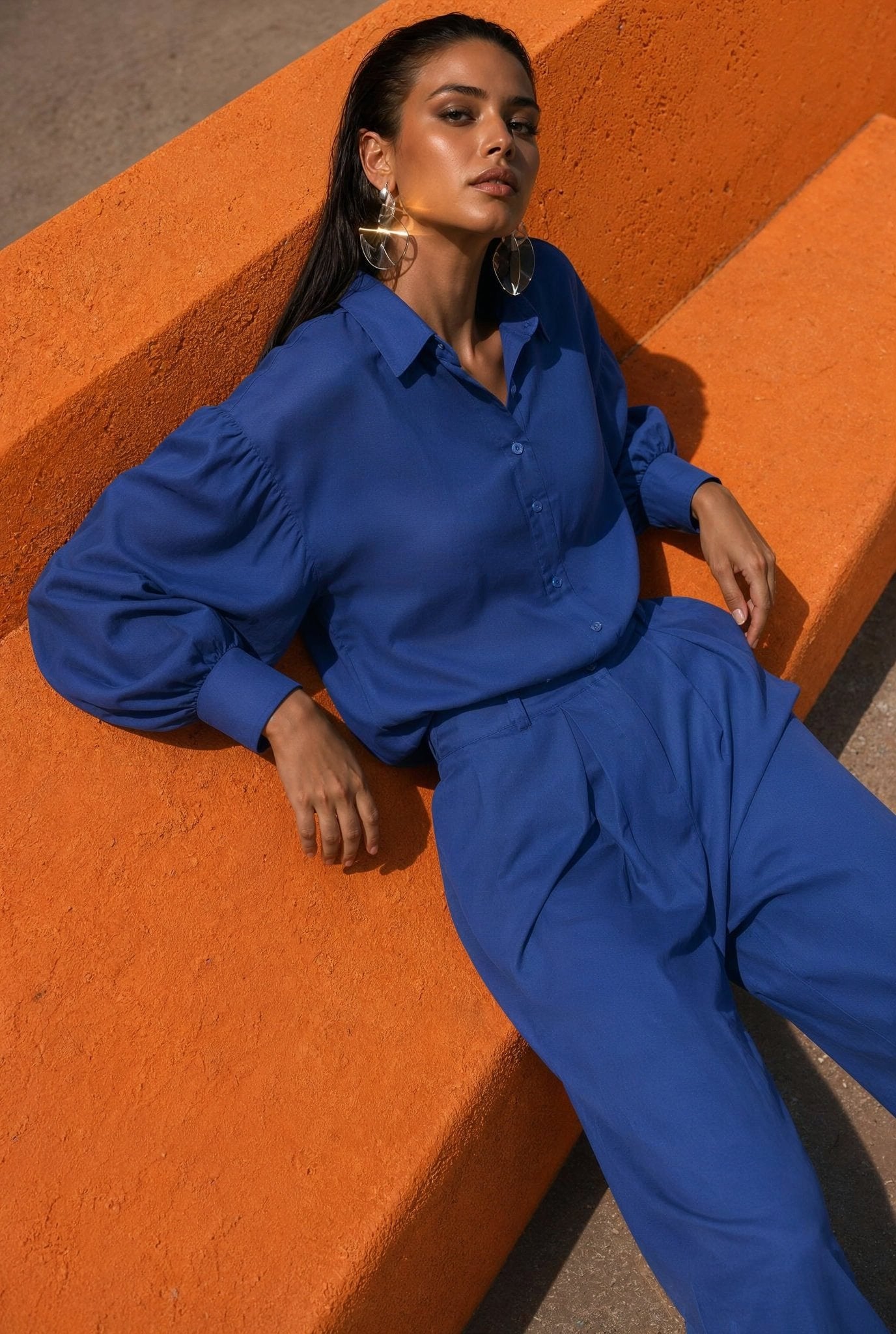 Empire Linen Set in Twilight Blue - SIMOVSKA