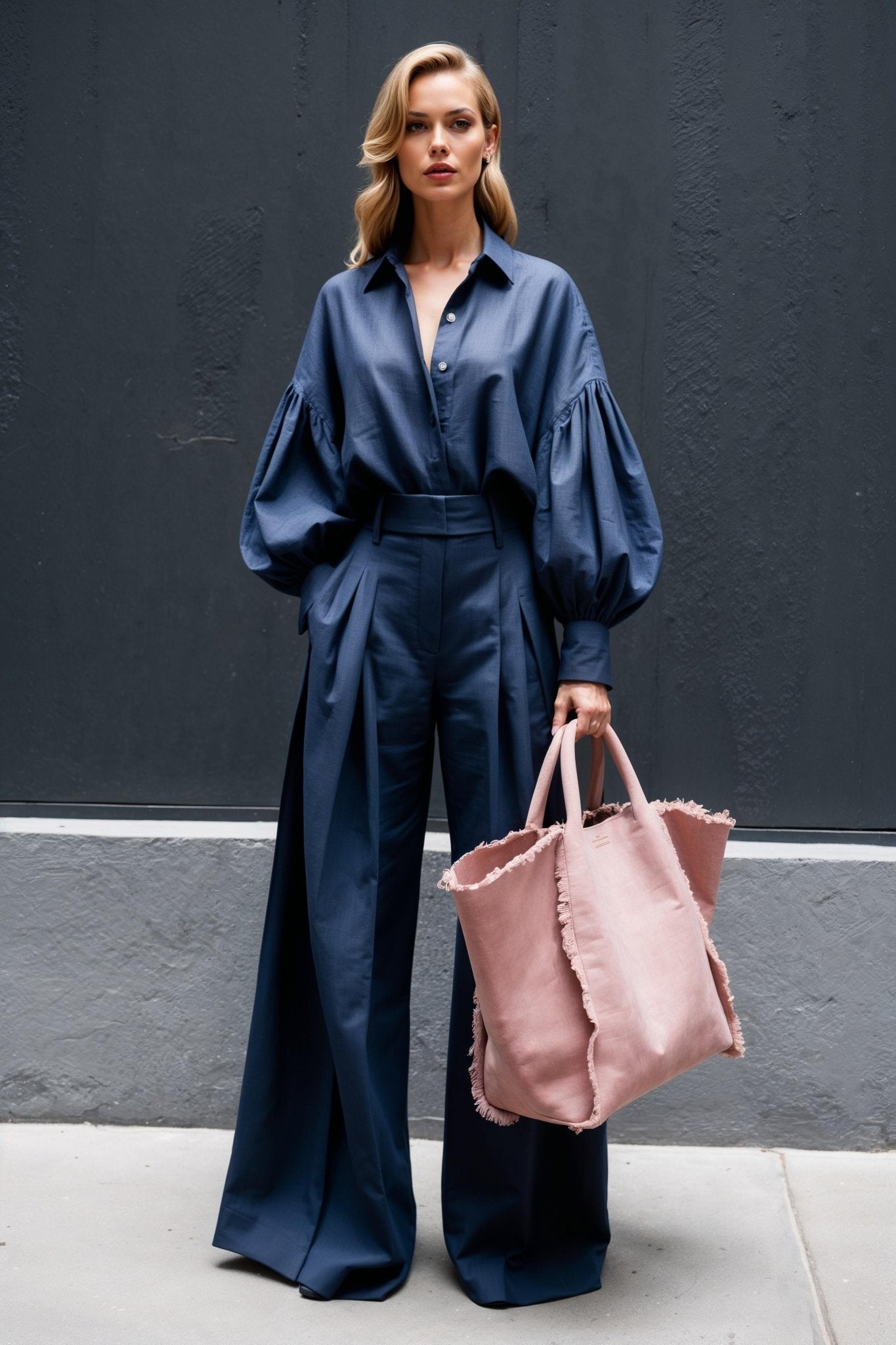 Empire Linen Set in Twilight Blue - SIMOVSKA