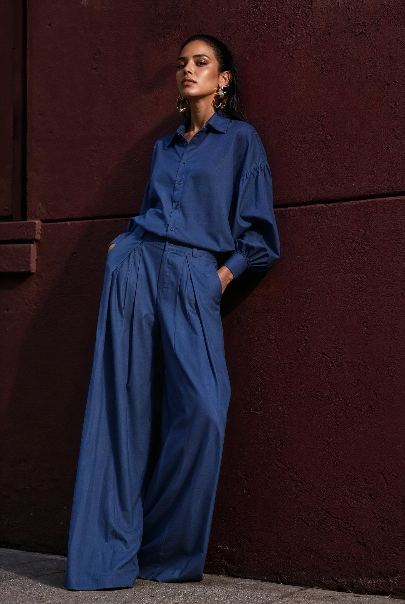 Empire Linen Set in Twilight Blue - SIMOVSKA