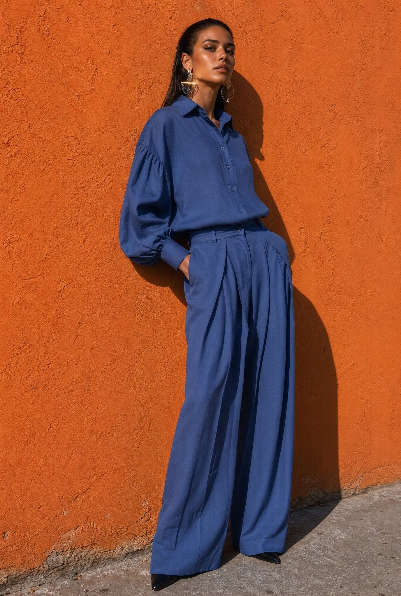 Empire Linen Set in Twilight Blue - SIMOVSKA