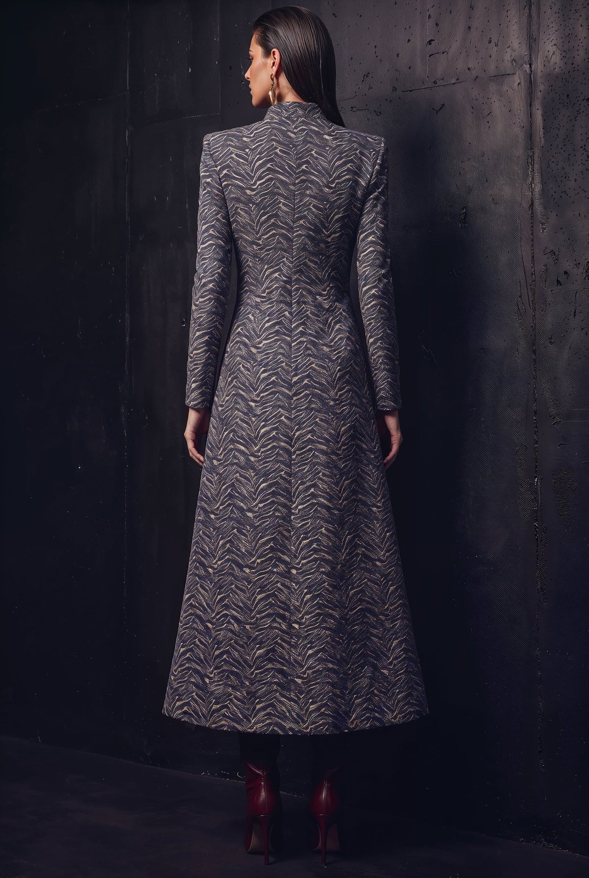 Geneva Navy Blue Stretch Cotton Maxi Dress - SIMOVSKA
