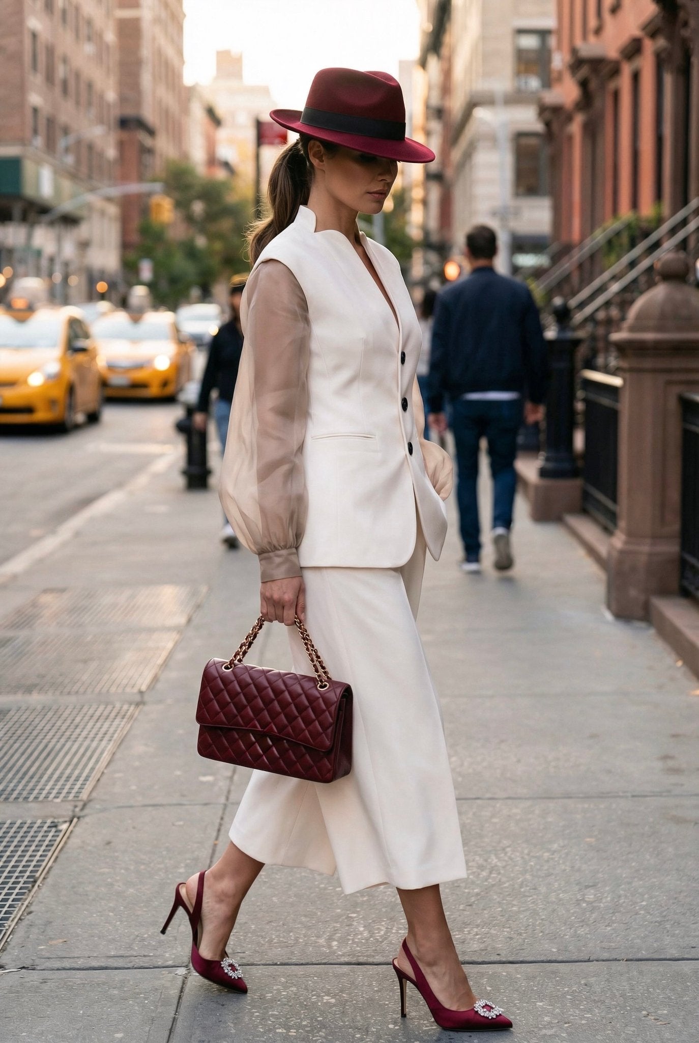 Giulia set : cotton & elastic Punto di Milano set with caped sleeves in off white - SIMOVSKA