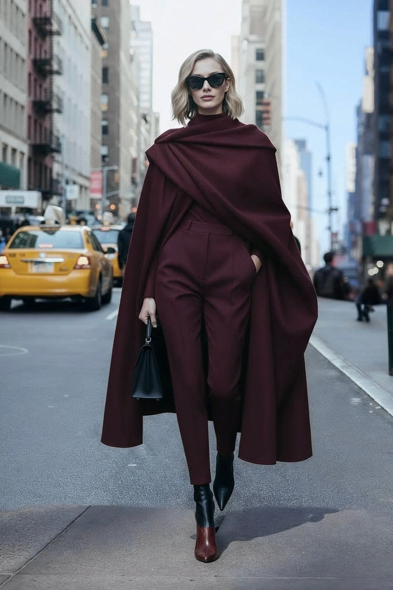 Hera Cape - Maroon - SIMOVSKA