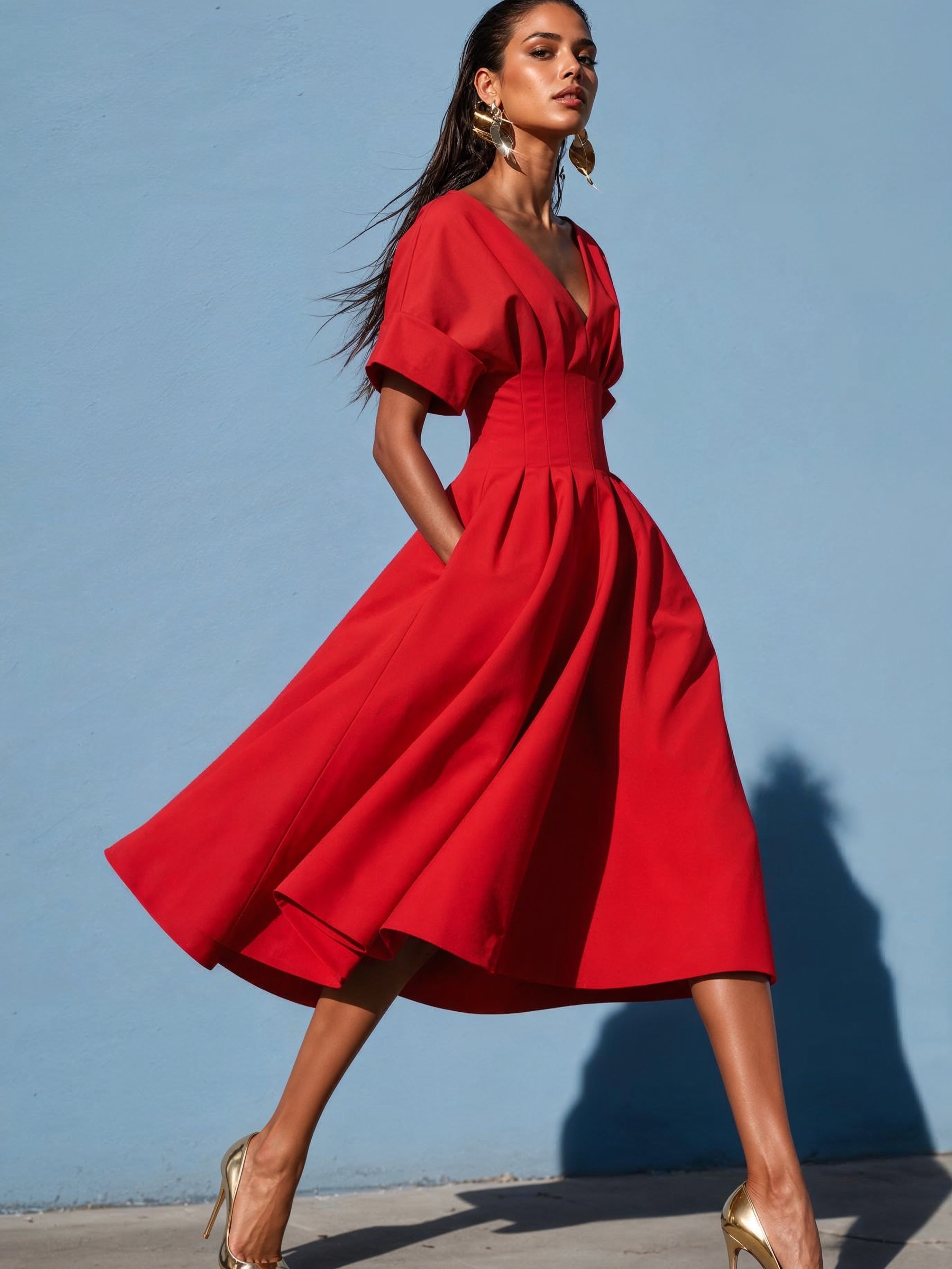 Rossa Dress – Red Crepe Viscose