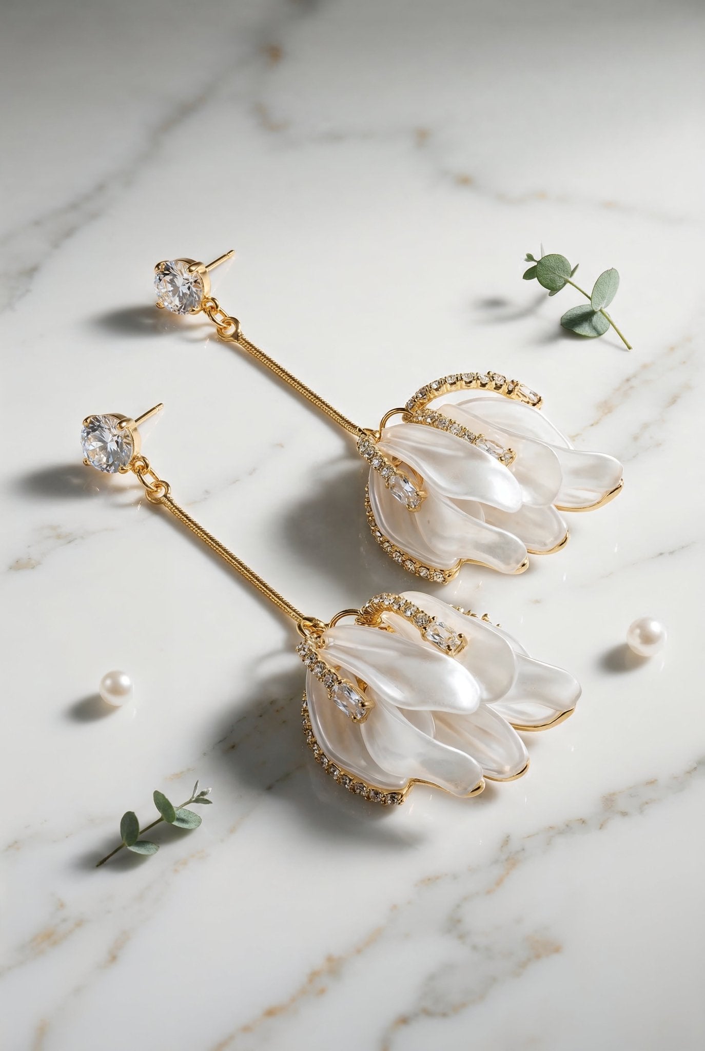 Ivory Bloom Statement Earrings - SIMOVSKA