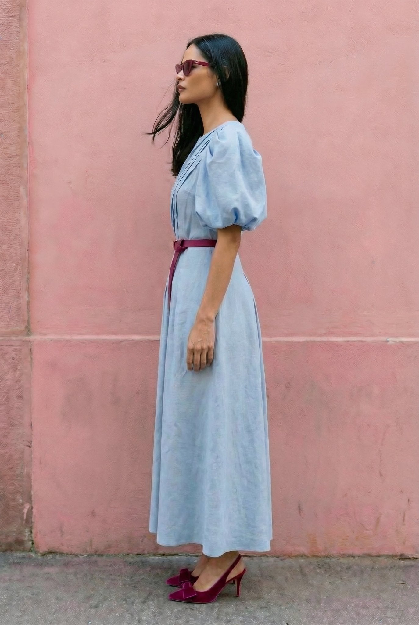 Judy Linen Dress - Soft Sky Blue - SIMOVSKA