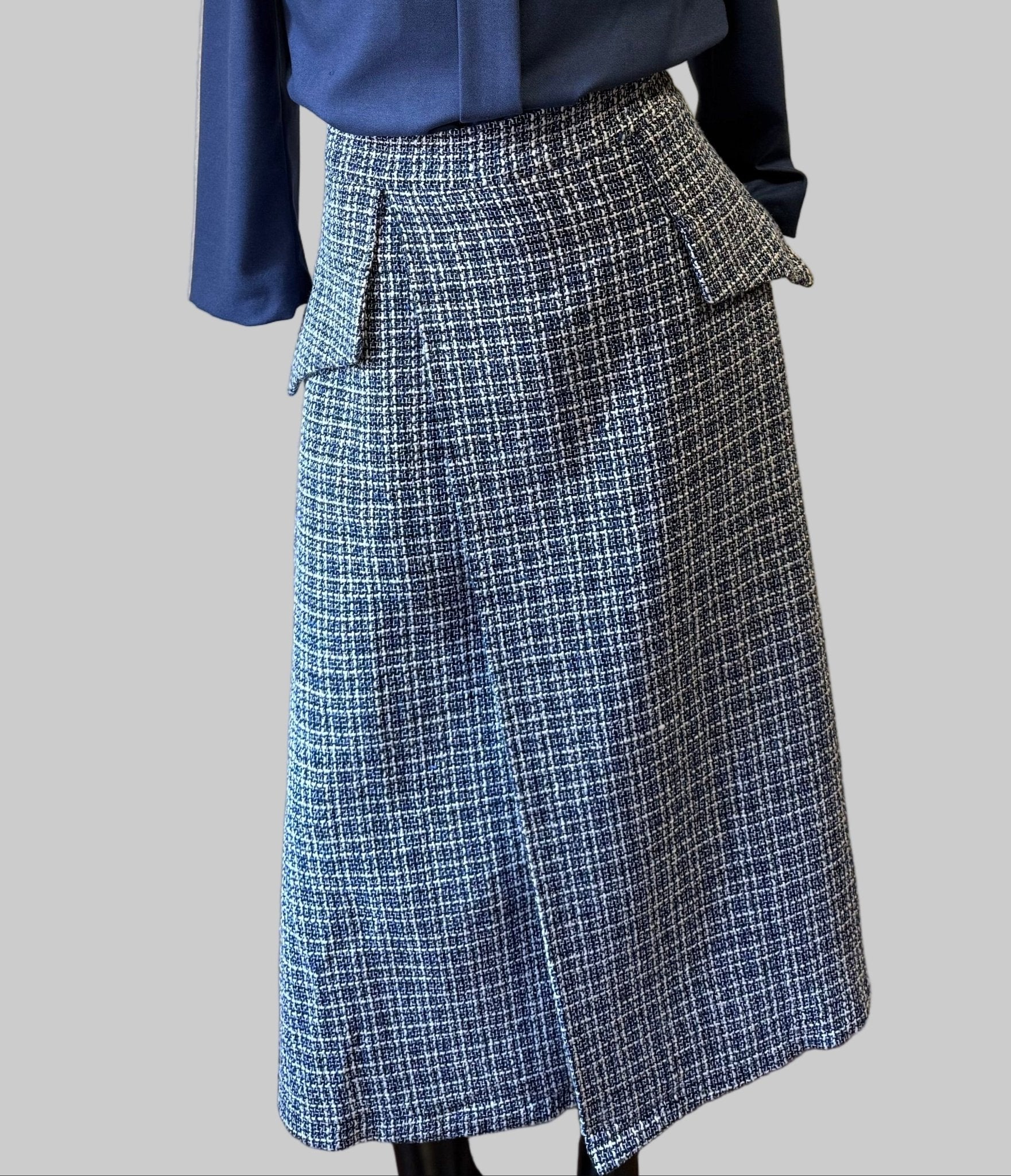 Liberty Skirt – Navy Blue Tweed - SIMOVSKA