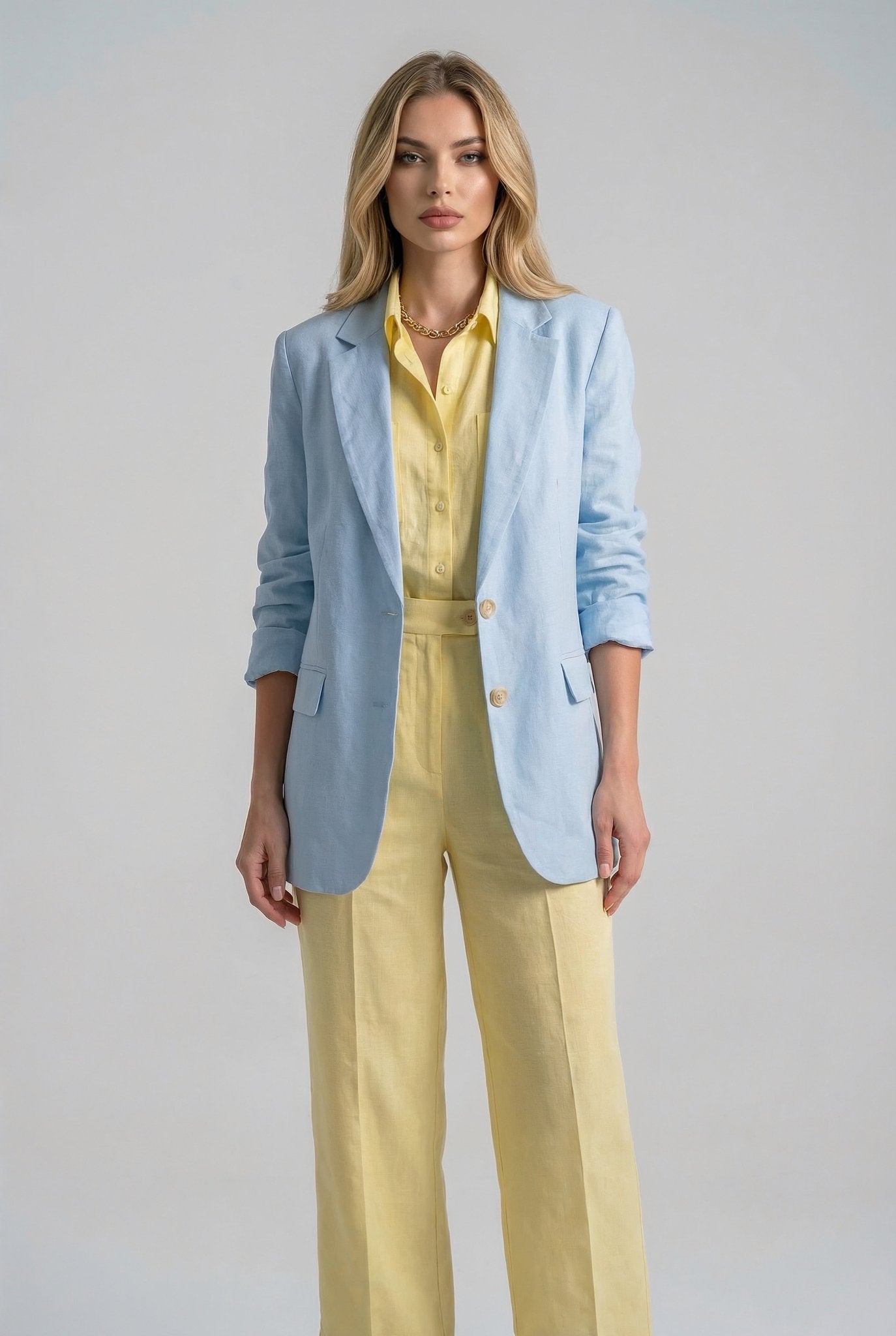 Light Blue Linen Blazer - SIMOVSKA