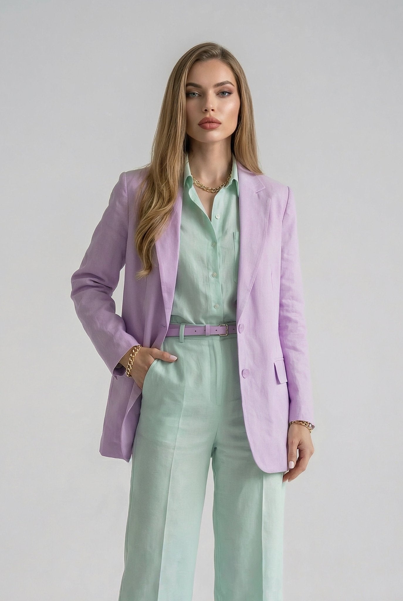 Light Purple Linen Blazer - SIMOVSKA