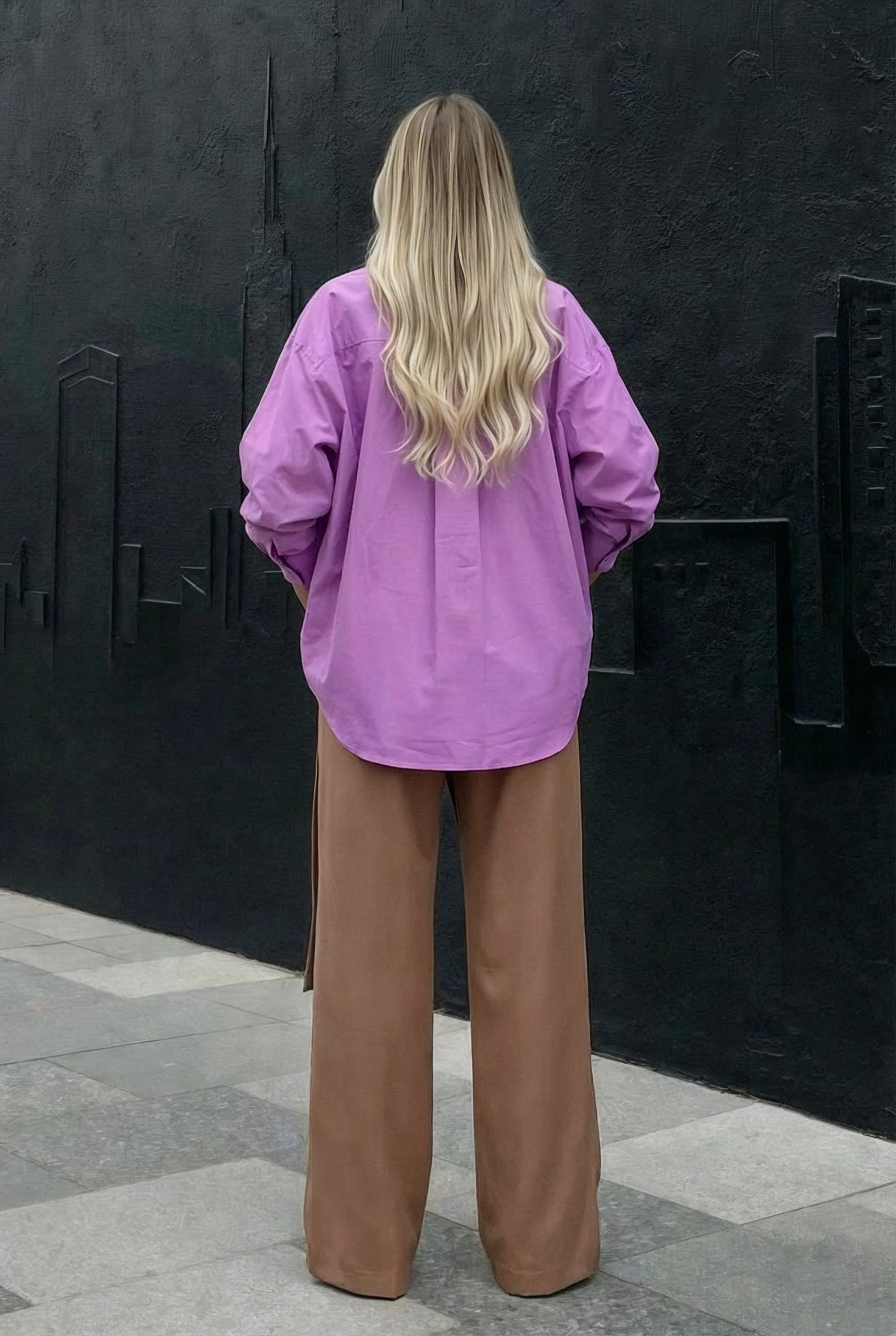 Lilac Oversized Poplin Shirt - SIMOVSKA