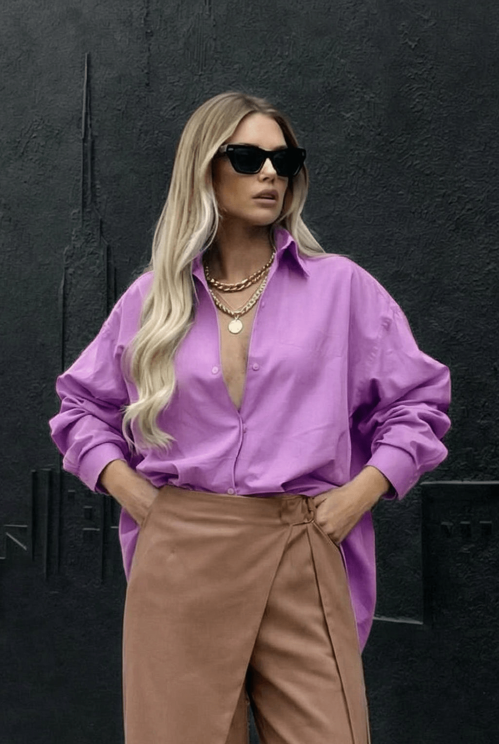 Lilac Oversized Poplin Shirt - SIMOVSKA