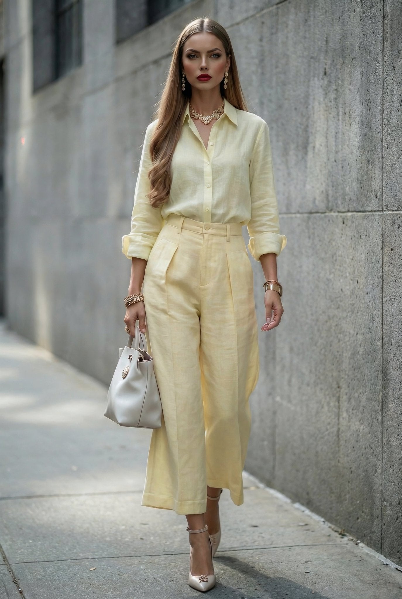 Livia Linen Set in - Butter Yellow - SIMOVSKA