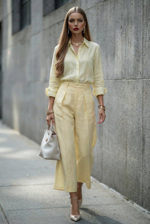 Livia Linen Set in - Butter Yellow - SIMOVSKA