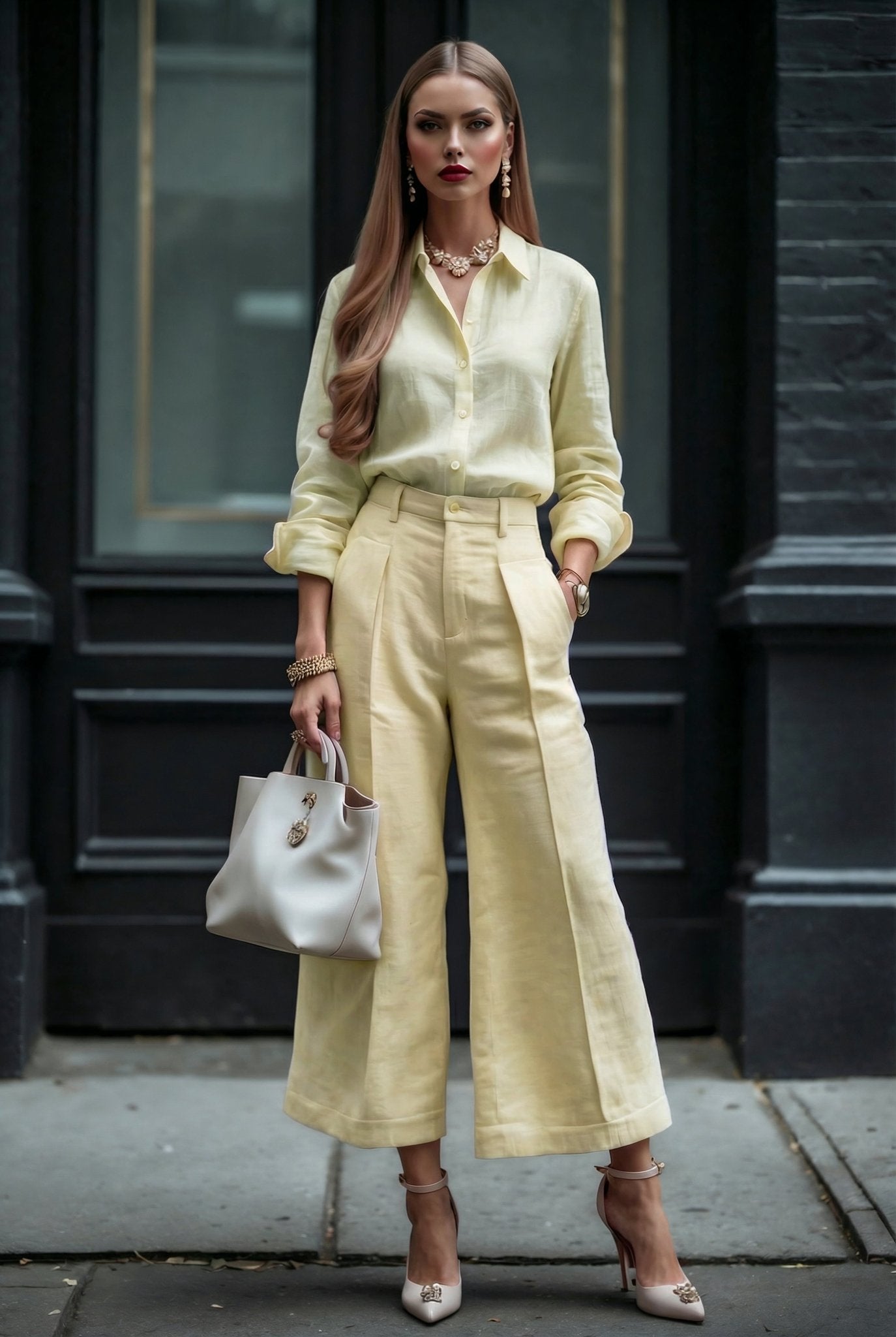 Livia Linen Set in - Butter Yellow - SIMOVSKA