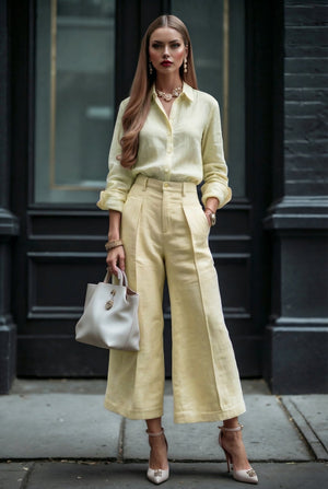 Livia Linen Set in - Butter Yellow - SIMOVSKA