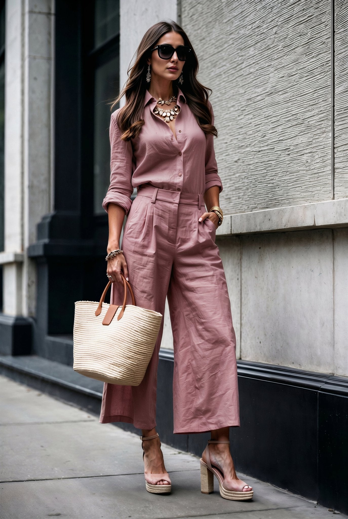 Livia Linen Set in - Mauve - SIMOVSKA