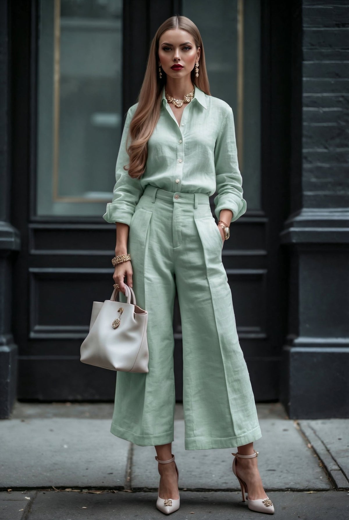 Livia Linen Set in - Mint - SIMOVSKA