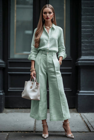 Livia Linen Set in - Mint - SIMOVSKA