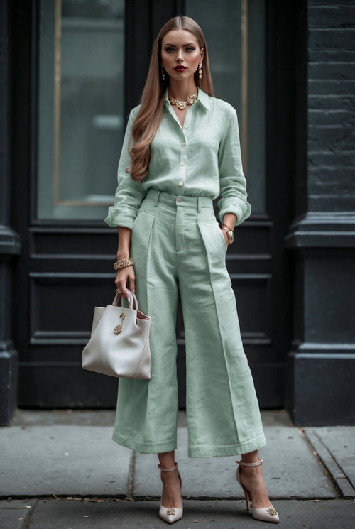 Livia Linen Set in - Mint - SIMOVSKA