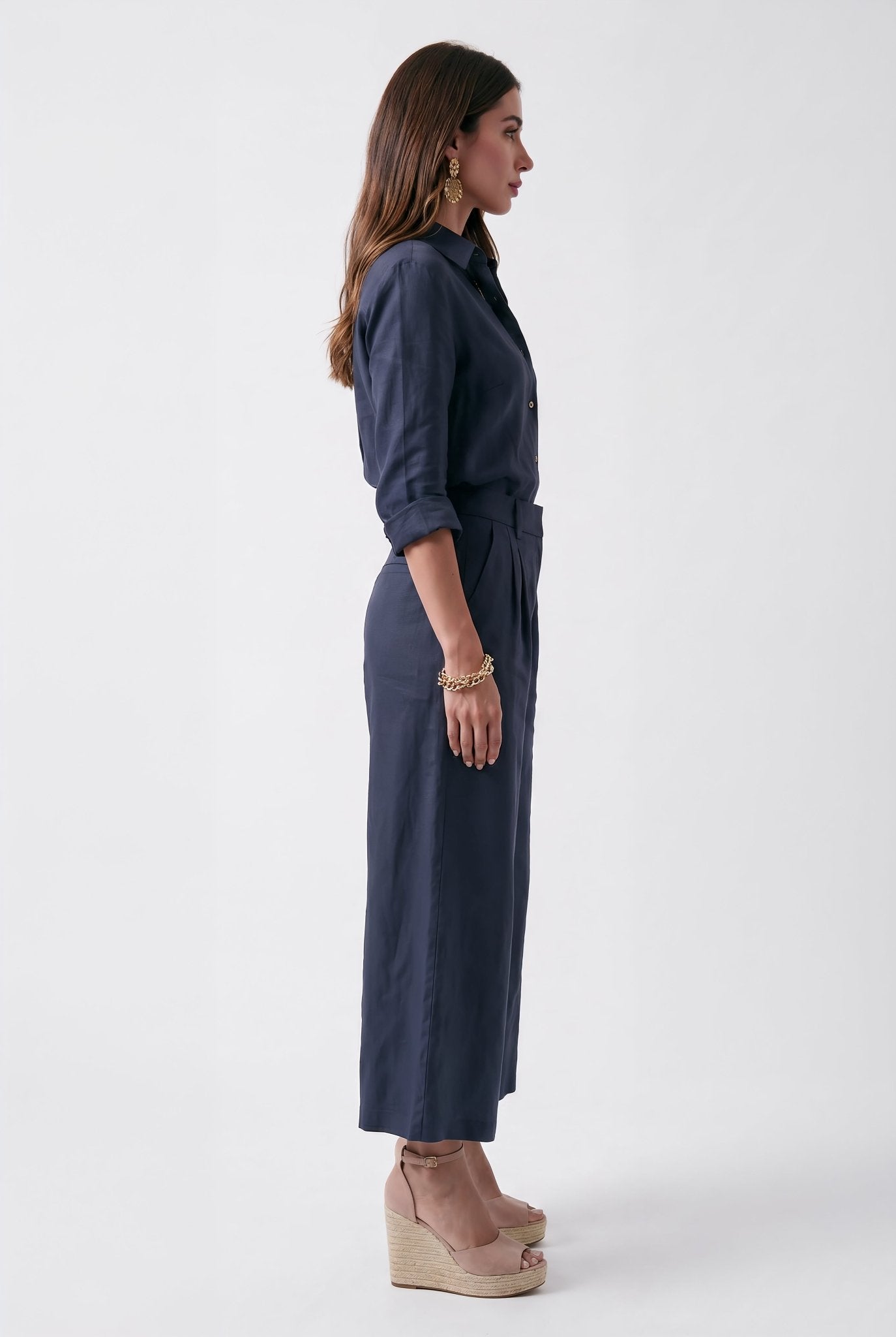 Livia Linen Set in - Navy Blue - SIMOVSKA