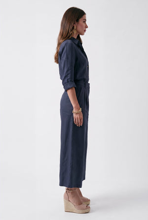Livia Linen Set in - Navy Blue - SIMOVSKA