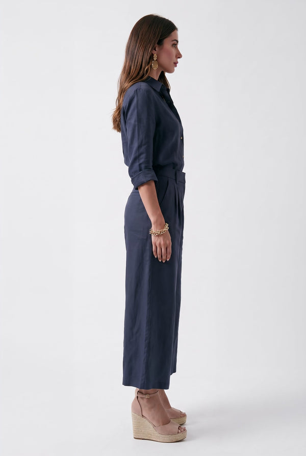 Livia Linen Set in - Navy Blue - SIMOVSKA