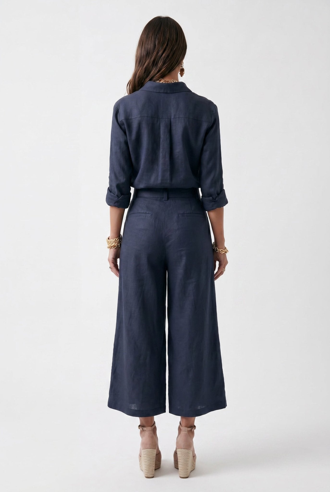 Livia Linen Set in - Navy Blue - SIMOVSKA