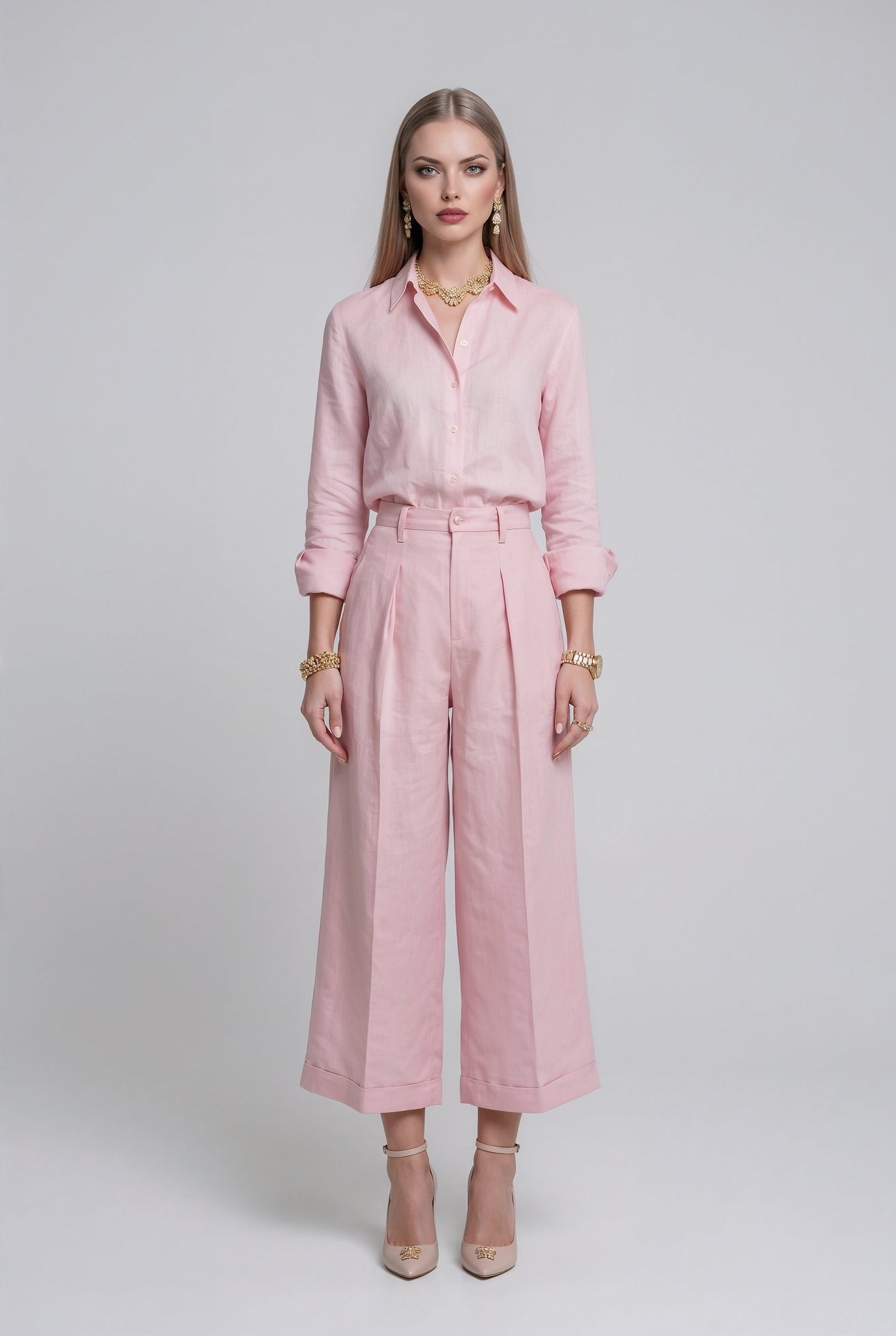 Livia Linen Set in - Soft Pink - SIMOVSKA