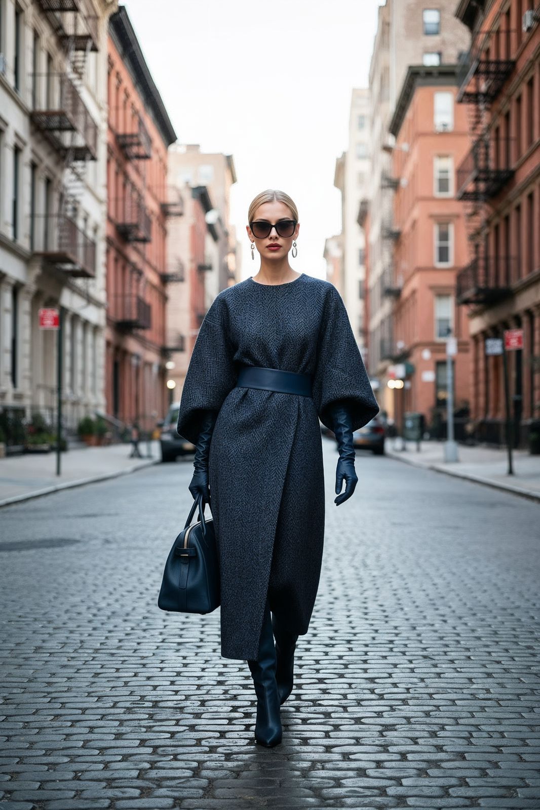 Madam Dress – Imperial Navy Herringbone ⚜️ - SIMOVSKA
