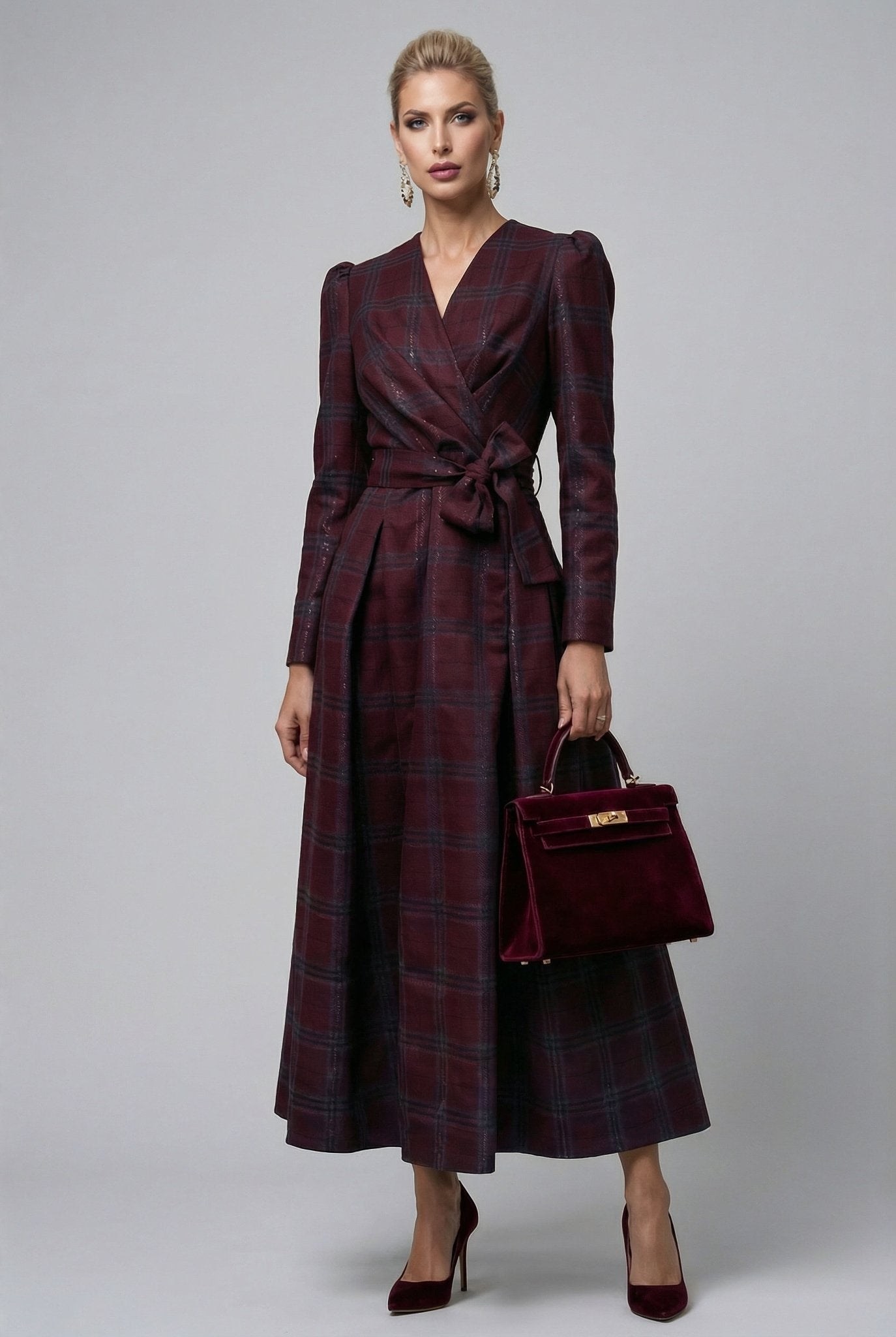 Majestic Dress — Burgundy Jacquard - SIMOVSKA