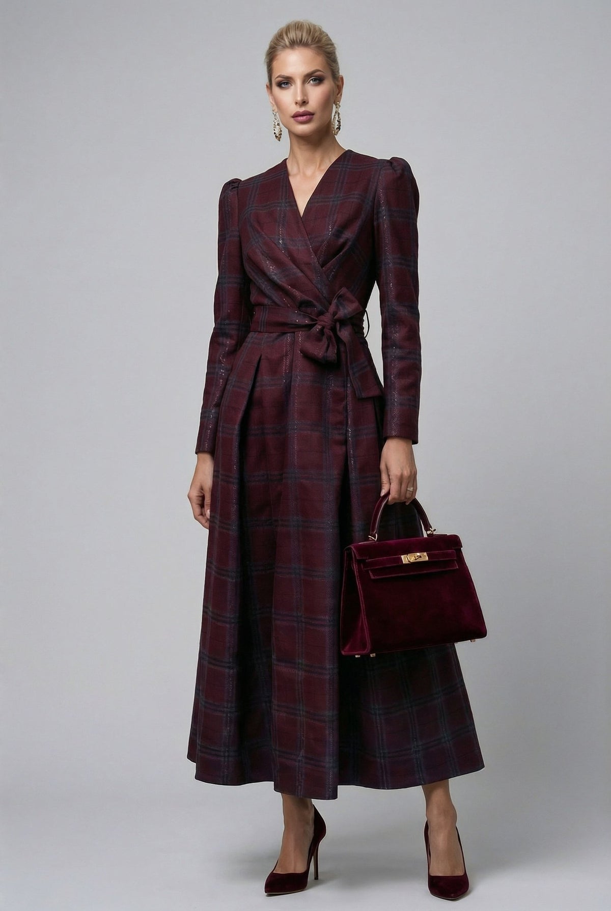 Majestic Dress — Burgundy Jacquard - SIMOVSKA