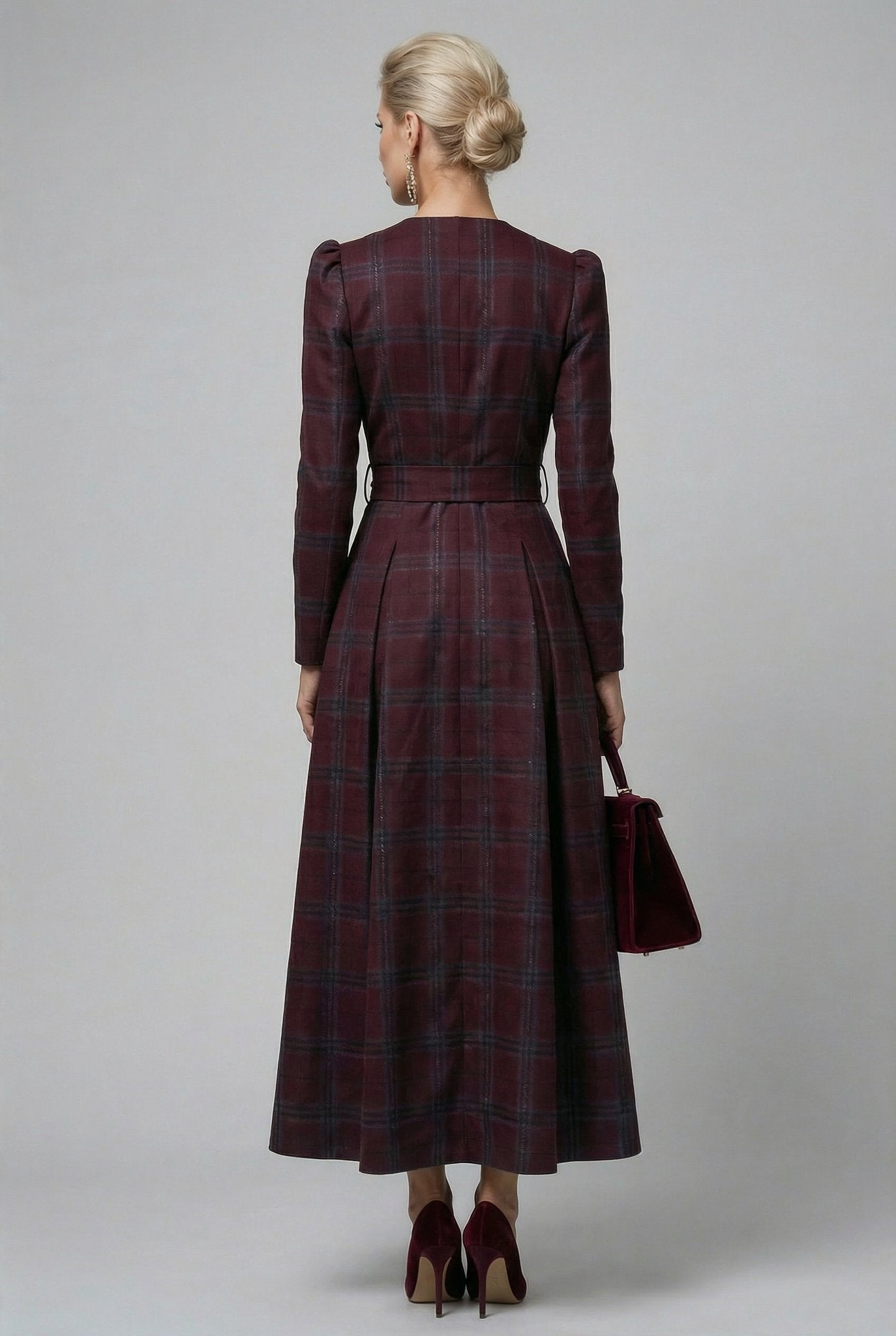 Majestic Dress — Burgundy Jacquard M