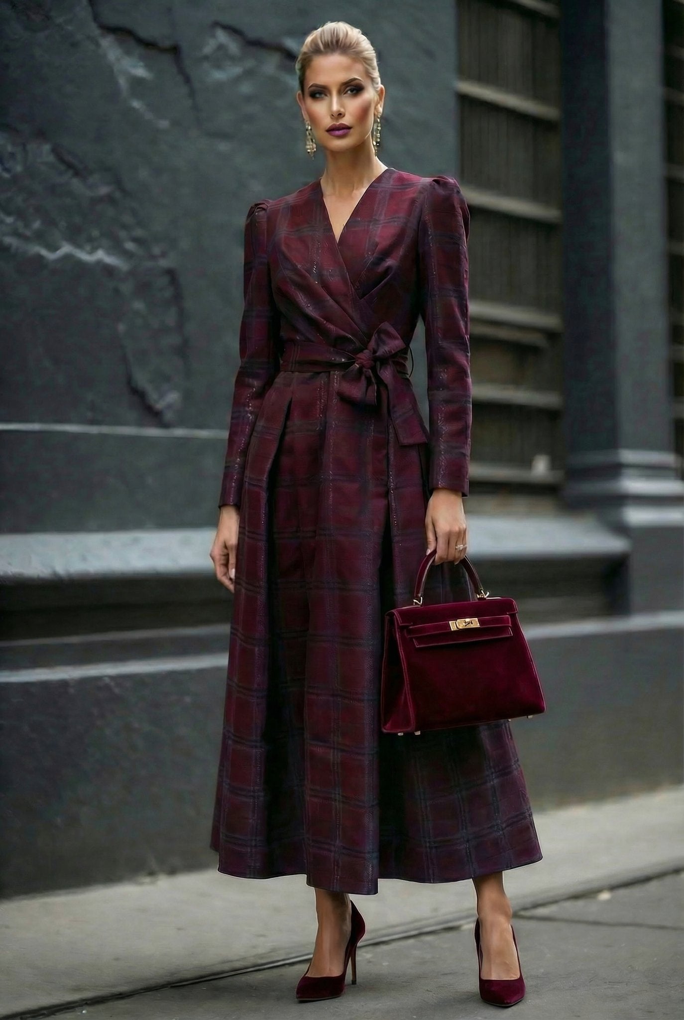 Majestic Dress — Burgundy Jacquard - SIMOVSKA