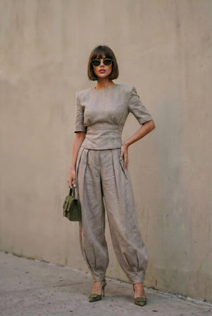 Marisa Linen Set - Heathered Taupe - SIMOVSKA