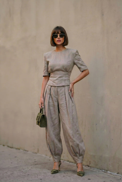 Marisa Linen Set - Heathered Taupe - SIMOVSKA