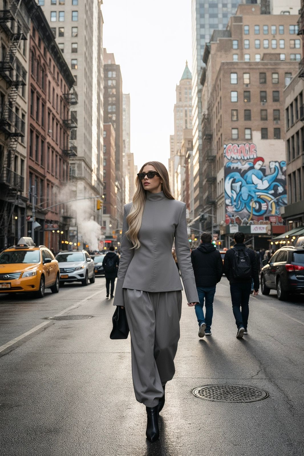 Metropolis Set – Urban Mist Twill Viscose Elegance – SIMOVSKA