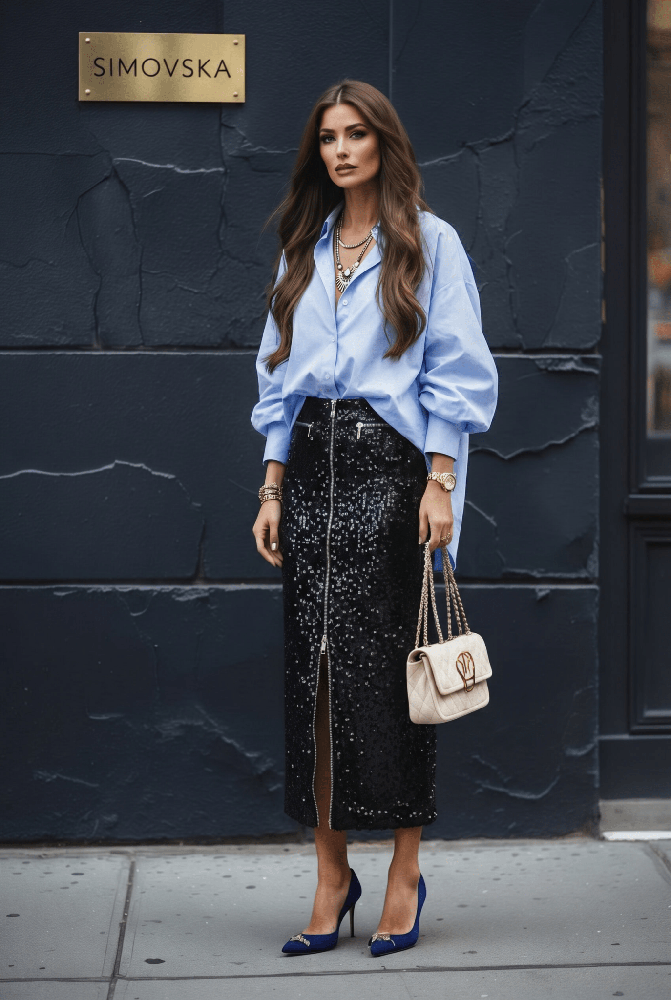 Noir Illume Skirt - in Black Sequins - SIMOVSKA