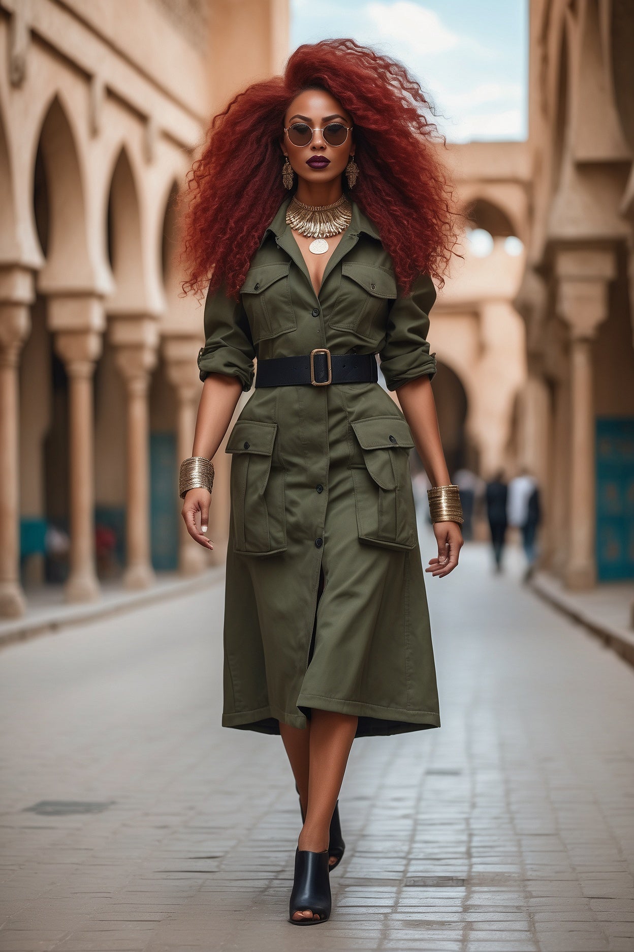 Olive Cargo Dress - SIMOVSKA