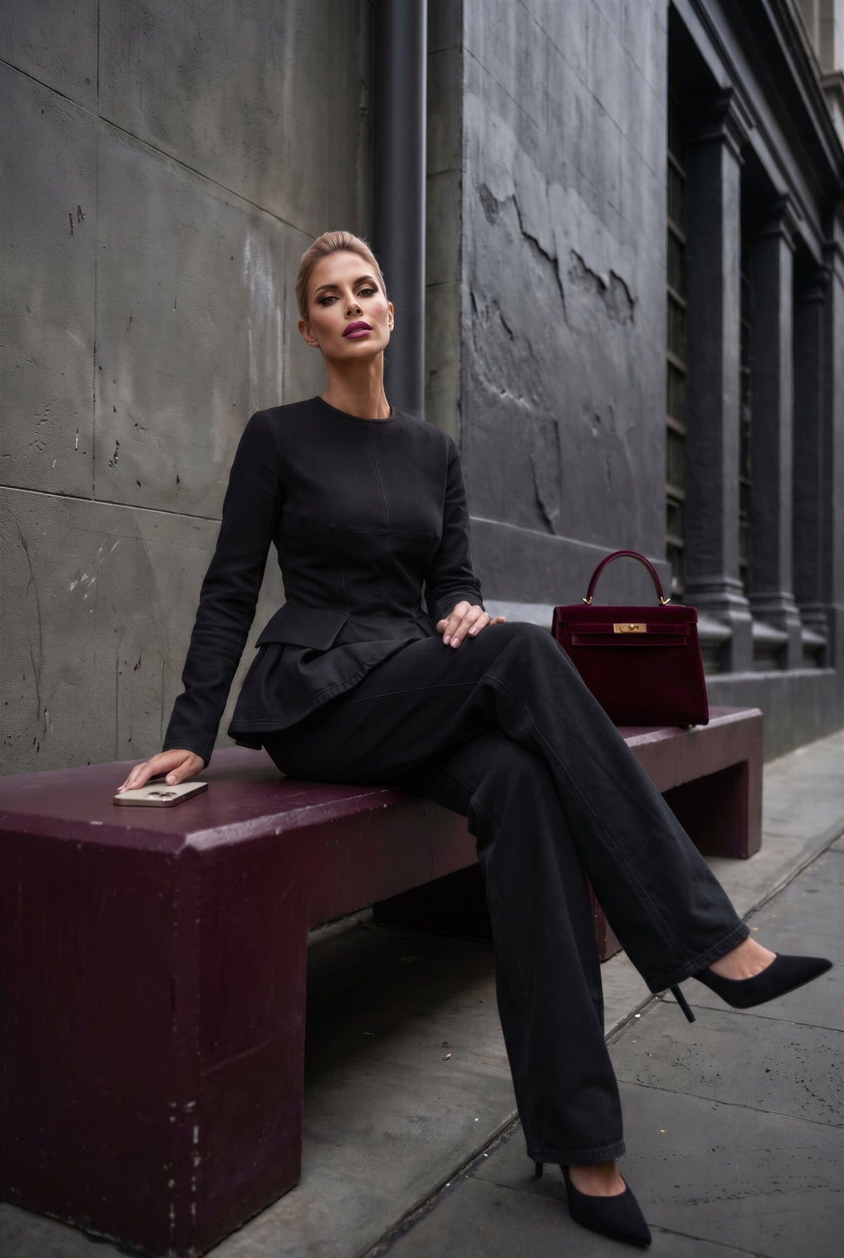 Ottavia Set in Black Denim - SIMOVSKA
