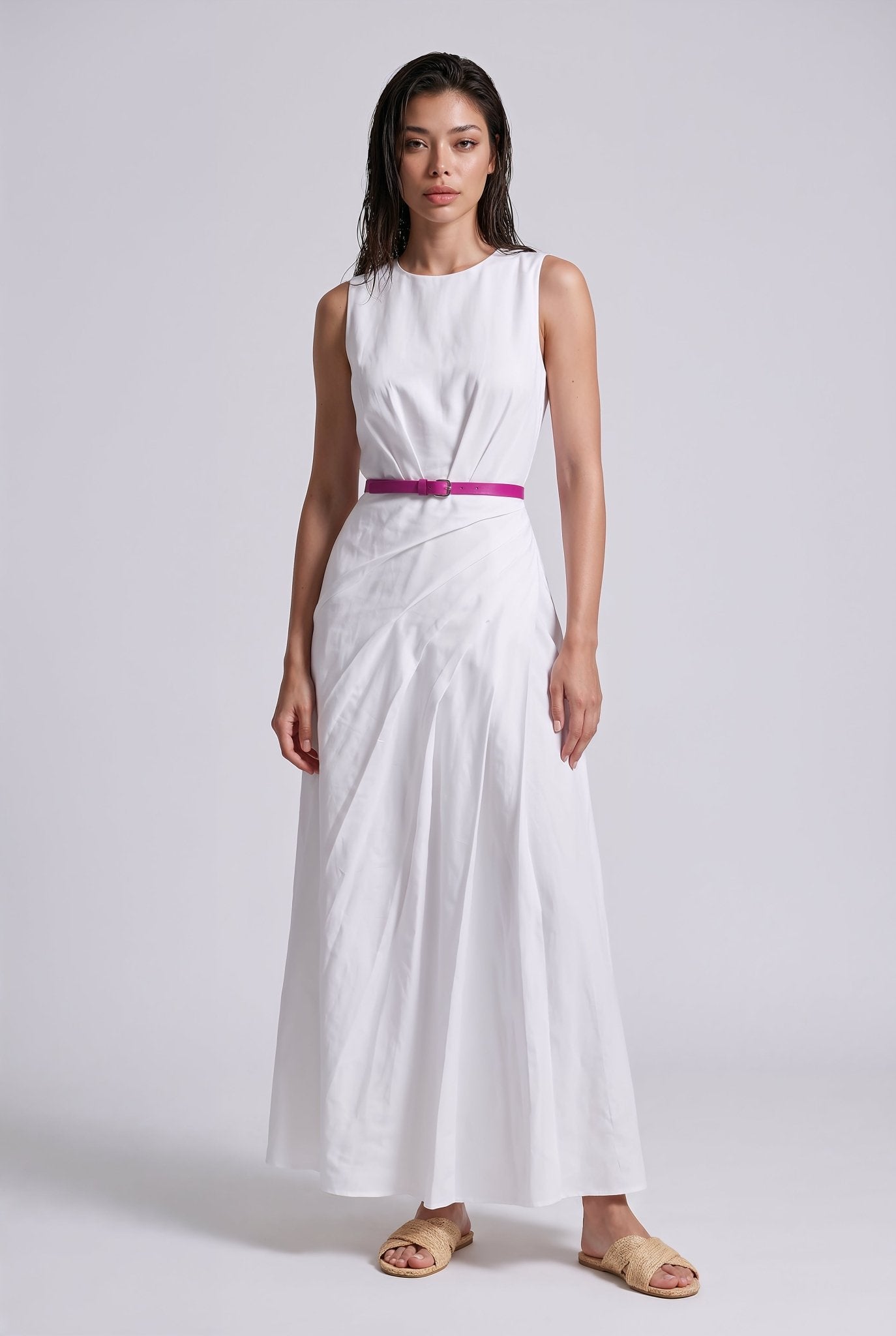 Paros Dress – White Pure Linen - SIMOVSKA