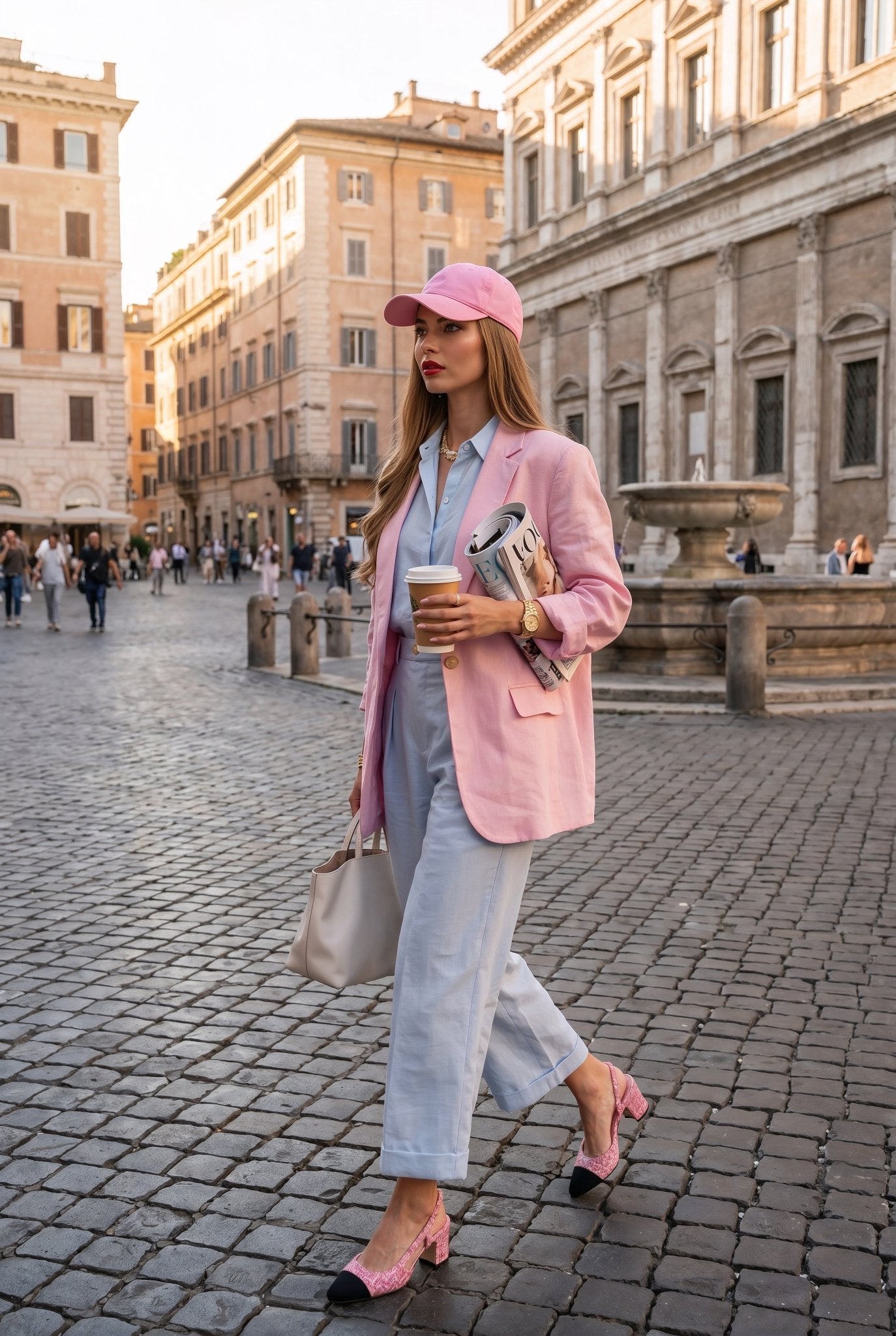 Pink Linen Blazer - SIMOVSKA
