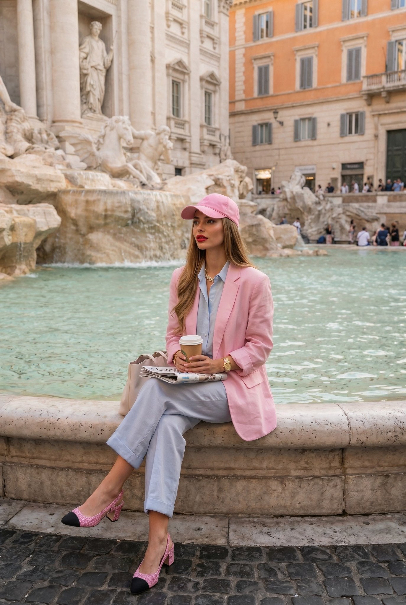 Pink Linen Blazer - SIMOVSKA