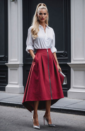 Metropolitan Skirt in Red denim