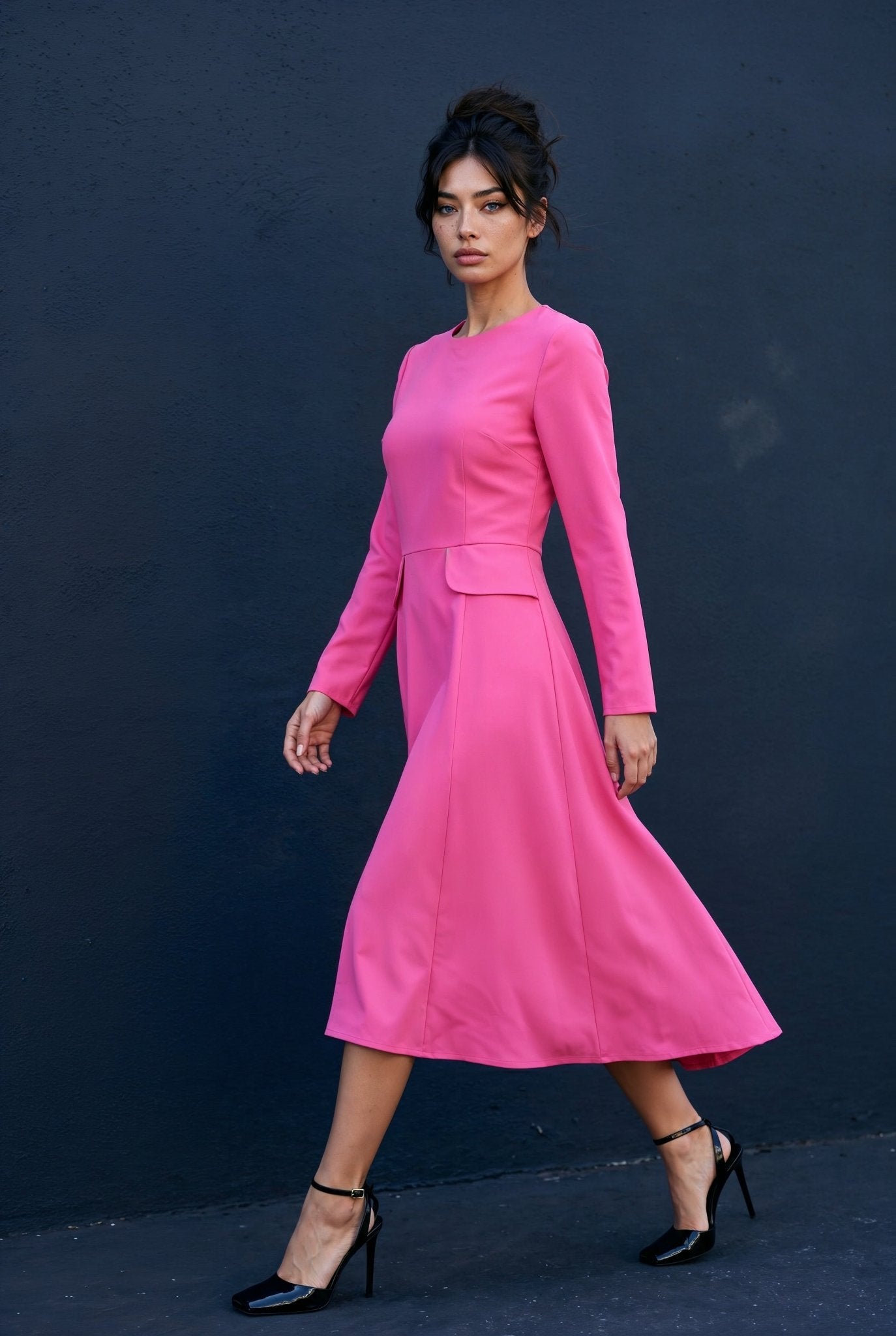Romana Dress in Pink Crepe - SIMOVSKA